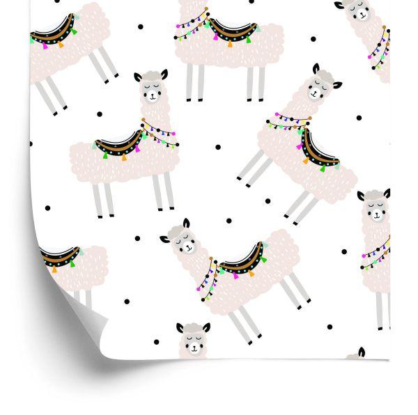 Behang Natuurdieren Voor De Babykamer Van Een Lama