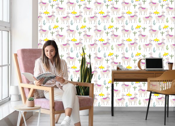 Behang Cactusdieren Voor De Babykamer Van Een Lama - Afbeelding 7