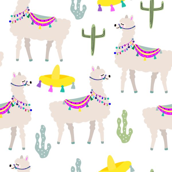 Behang Cactusdieren Voor De Babykamer Van Een Lama - Afbeelding 2