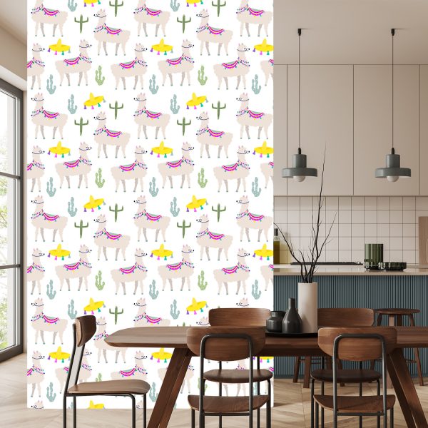 Behang Cactusdieren Voor De Babykamer Van Een Lama - Afbeelding 4