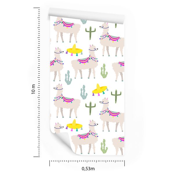Behang Cactusdieren Voor De Babykamer Van Een Lama - Afbeelding 8