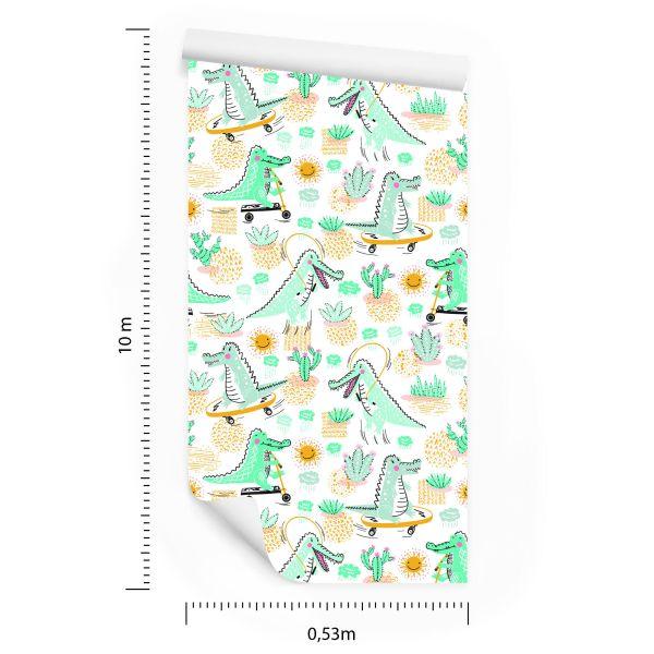 Behang Voor Babykamer Krokodillen, Planten, Zon. - Afbeelding 8