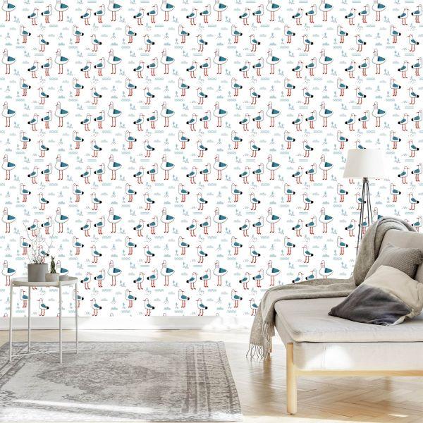 Behang Voor Kinderen, Vogels In De Scandinavische Stijl - Afbeelding 3