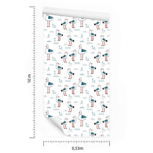 Behang Voor Kinderen, Vogels In De Scandinavische Stijl - Afbeelding 8