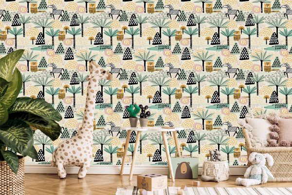 Behang Voor Een Jongen, Dieren Van Een Palmboom - Afbeelding 5