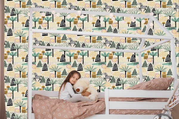 Behang Voor Een Jongen, Dieren Van Een Palmboom - Afbeelding 7