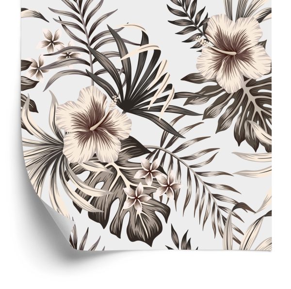 Behang Bloemen Bladeren In Vintage Stijl