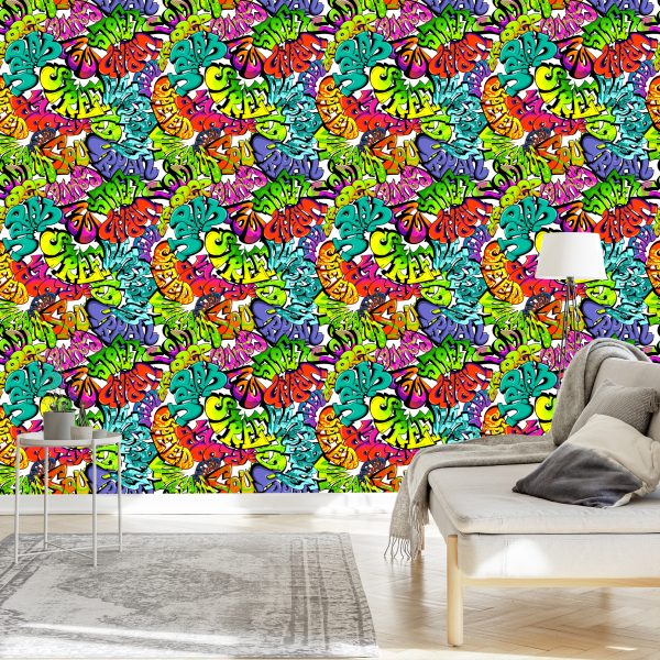 Behang Veelkleurige Graffiti - Afbeelding 3