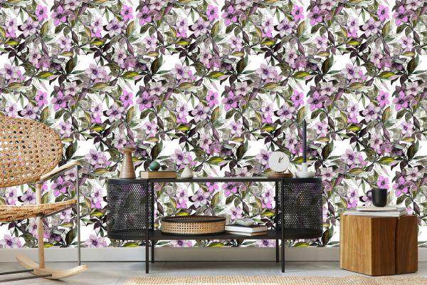 Behang Aquarel Bloemen - Afbeelding 5