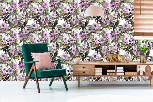 Behang Aquarel Bloemen - Afbeelding 6