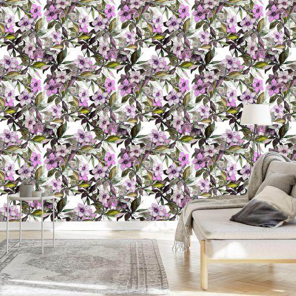 Behang Aquarel Bloemen - Afbeelding 3