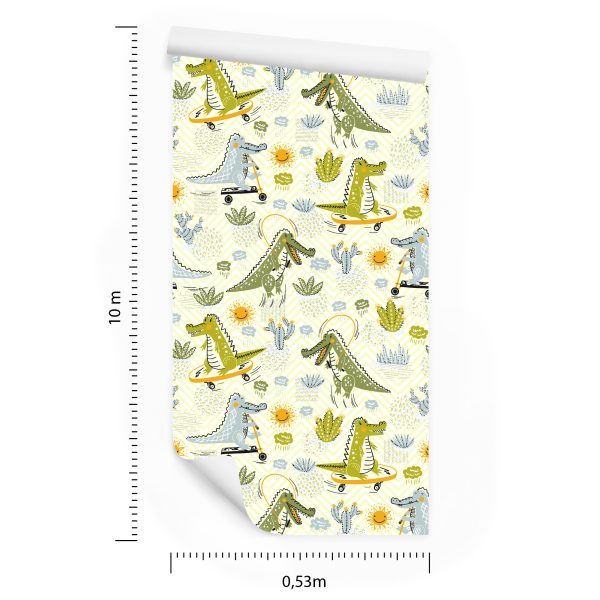 Behang Voor Kinderen, Krokodillen, Cactussen, Skateboards - Afbeelding 8