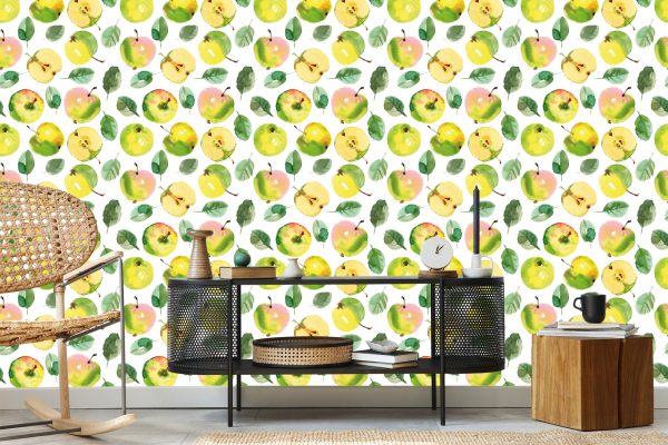 Behang Fruit, Appel, Bladeren, Groene Keuken - Afbeelding 5