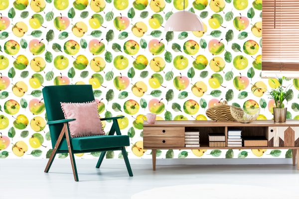 Behang Fruit, Appel, Bladeren, Groene Keuken - Afbeelding 6