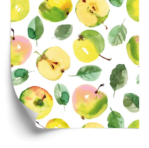 Behang Fruit, Appel, Bladeren, Groene Keuken