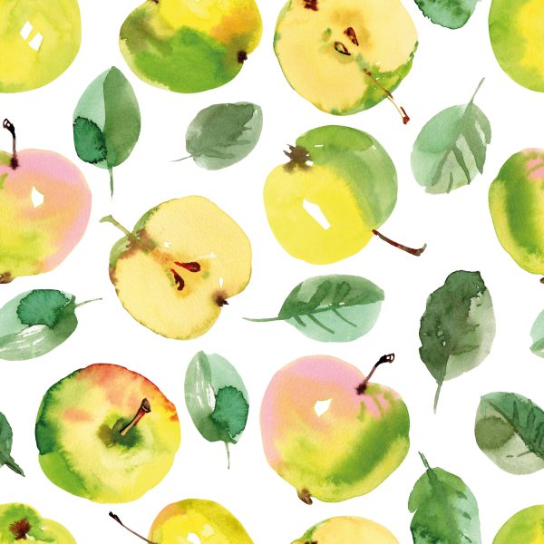 Behang Fruit, Appel, Bladeren, Groene Keuken - Afbeelding 2