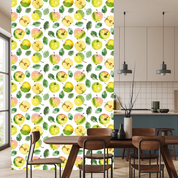 Behang Fruit, Appel, Bladeren, Groene Keuken - Afbeelding 4