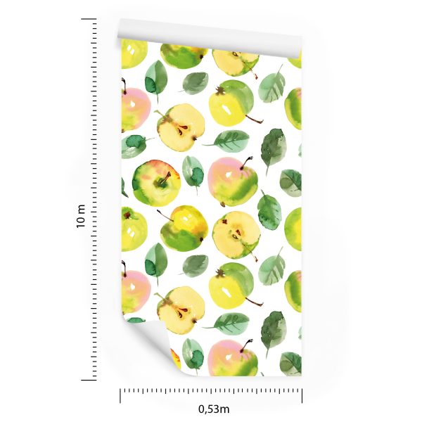 Behang Fruit, Appel, Bladeren, Groene Keuken - Afbeelding 8