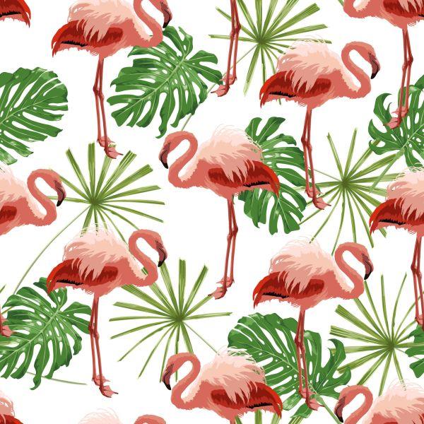Behang In Flamingo's Bladeren In Groene Natuur Slaapkamer - Afbeelding 2