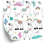 Behang Voor De Babykamer Lama Cactus Mountains