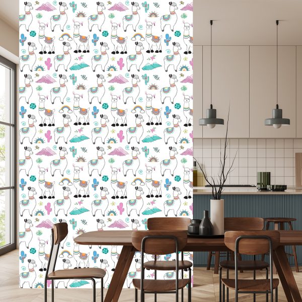 Behang Voor De Babykamer Lama Cactus Mountains - Afbeelding 4