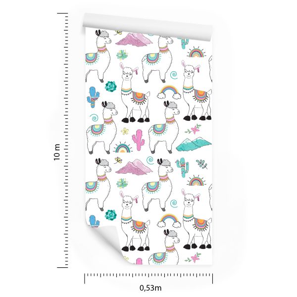 Behang Voor De Babykamer Lama Cactus Mountains - Afbeelding 8