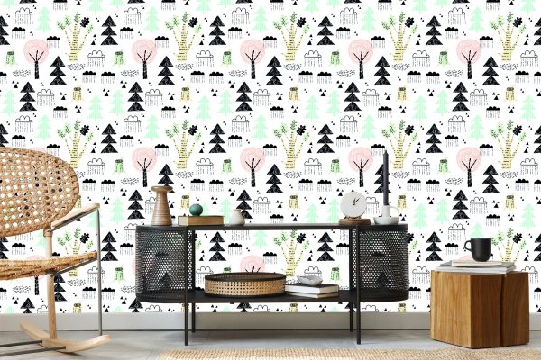 Behang Bomen, Natuur, Wolken, Kinderkamer - Afbeelding 5