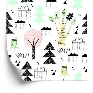 Behang Bomen, Natuur, Wolken, Kinderkamer