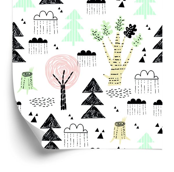 Behang Bomen, Natuur, Wolken, Kinderkamer