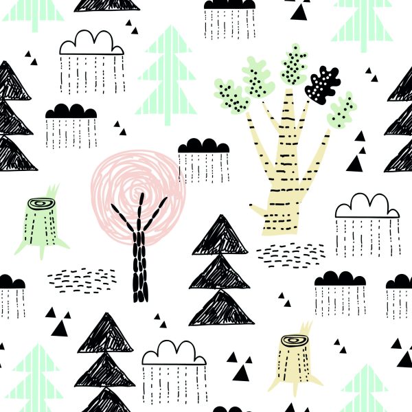 Behang Bomen, Natuur, Wolken, Kinderkamer - Afbeelding 2