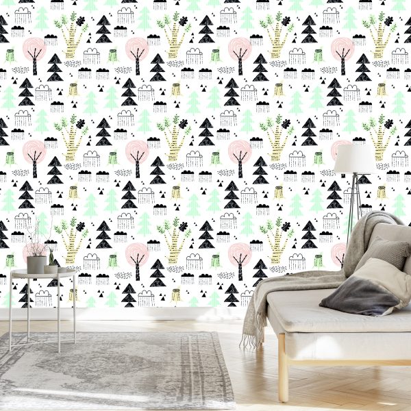 Behang Bomen, Natuur, Wolken, Kinderkamer - Afbeelding 3