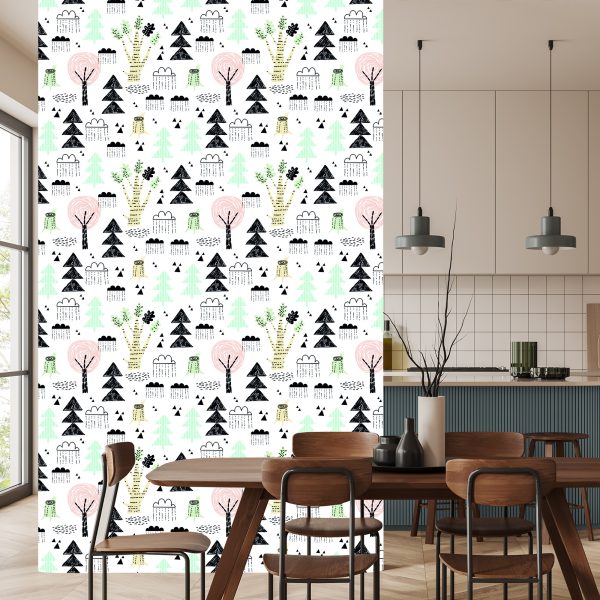 Behang Bomen, Natuur, Wolken, Kinderkamer - Afbeelding 4