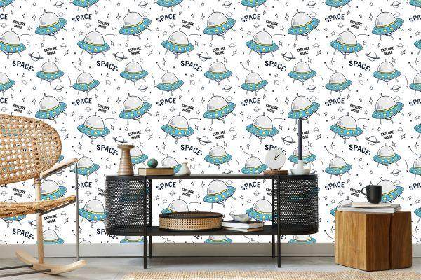 Behang Planet Star-Raketten Voor De Kinderkamer - Afbeelding 5