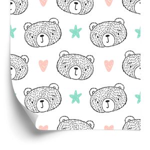 Behang Kersthart Teddyberen