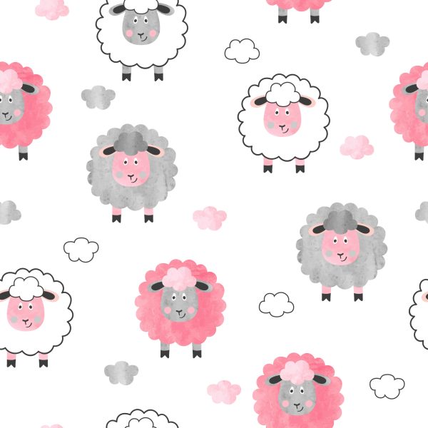 Behang Schapen Op De Wolkenachtergrond - Afbeelding 2