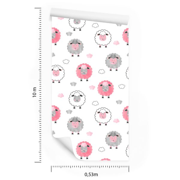 Behang Schapen Op De Wolkenachtergrond - Afbeelding 8