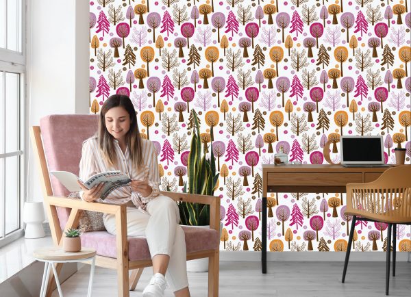 Behang Kleurrijke Bosboom Voor Kinderkamer - Afbeelding 7