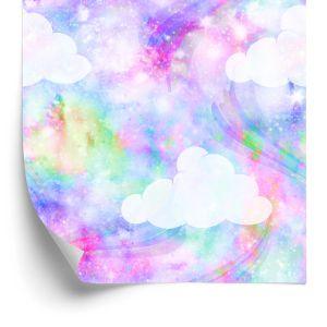 Behang Wolken Met Regenboog