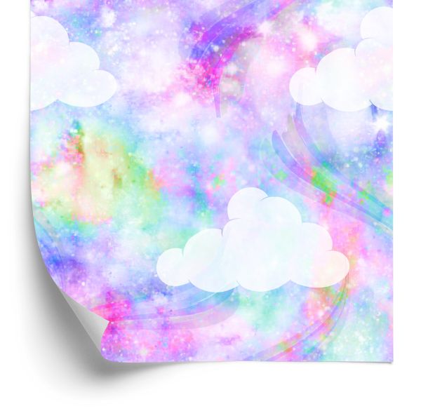 Behang Wolken Met Regenboog