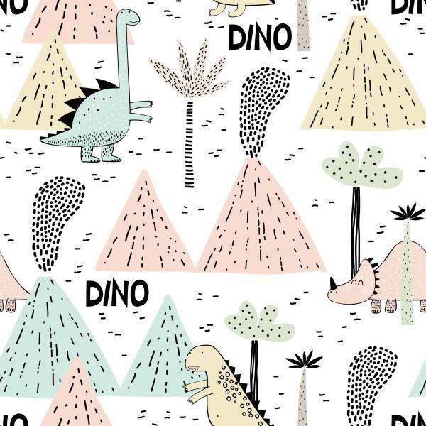 Behang Pastel Vulkanen Dinosaurussen Voor Een Jongen - Afbeelding 2