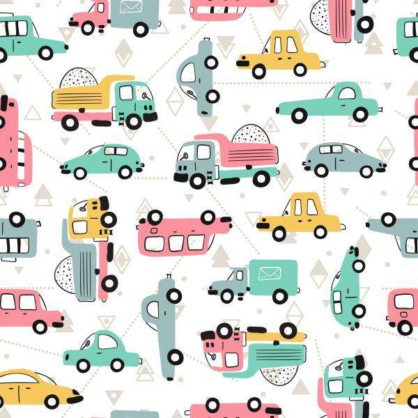 Behang Verkeersborden Voor Kleurrijke Auto's Voor Kinderen - Afbeelding 2