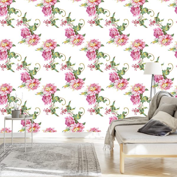 Behang Mooi Bloemenpatroon - Afbeelding 3