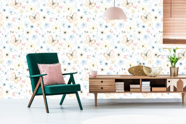 Behang Voor Kinderen, Vlinders, Bloemen, Planten - Afbeelding 6