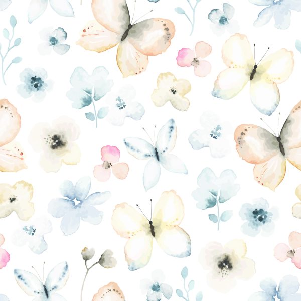 Behang Voor Kinderen, Vlinders, Bloemen, Planten - Afbeelding 2
