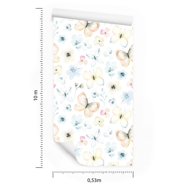Behang Voor Kinderen, Vlinders, Bloemen, Planten - Afbeelding 8