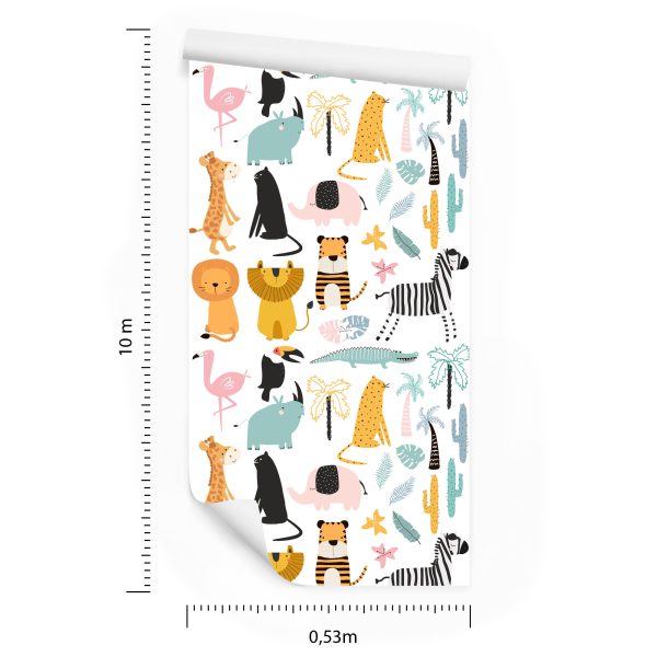 Behang Voor Een Jongen, Dieren, Krokodillen, Leeuwen, Palmbomen - Afbeelding 8