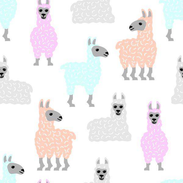 Behang Kleurrijke Lama Dieren Kinderkamer - Afbeelding 2