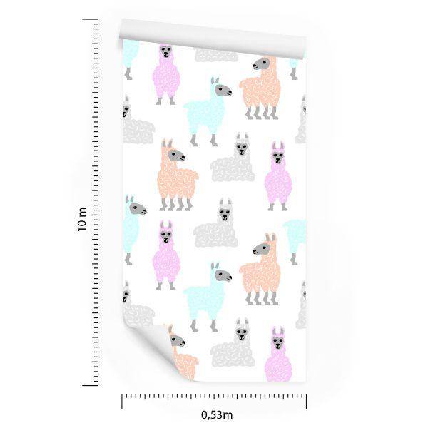 Behang Kleurrijke Lama Dieren Kinderkamer - Afbeelding 8