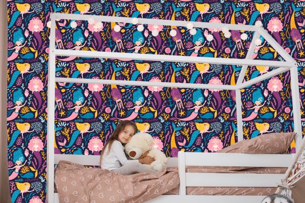 Behang Sprookjesachtige Zeemeermin Cartoon Kinderkamer - Afbeelding 7