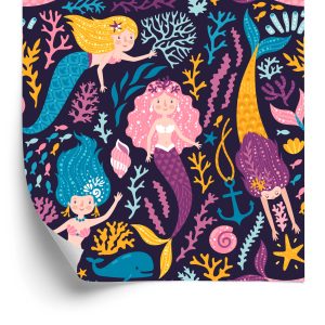 Behang Sprookjesachtige Zeemeermin Cartoon Kinderkamer
